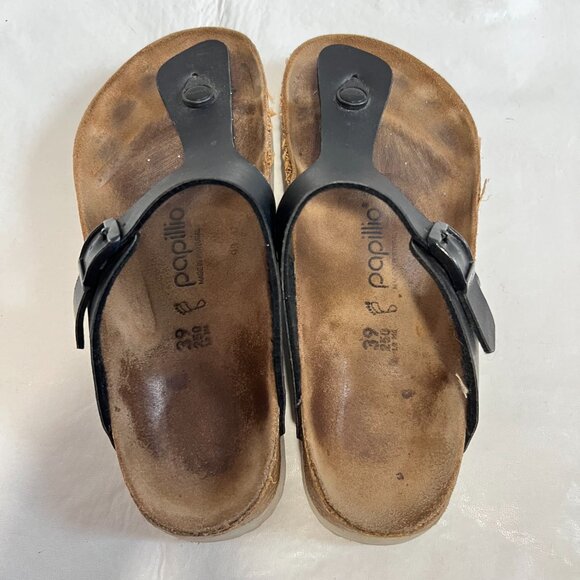 Papillio Birkenstock Gizeh platform sandals black birko flor 39 8 8.5 t strap - Picture 5 of 15